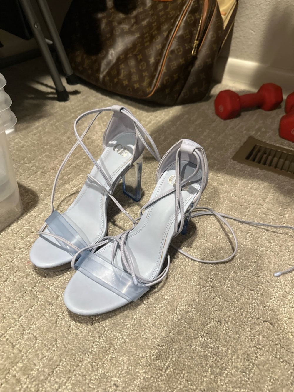 Gianni Bini Women’s Lace-Up Strappy High Heel Sandals in Light Blue